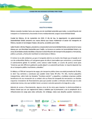 SG - Alianza por una Movilidad Sostenible para Tod@s - Boletín de Prensa